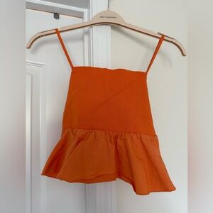 Zara Orange Peplum Cropped Tank Top